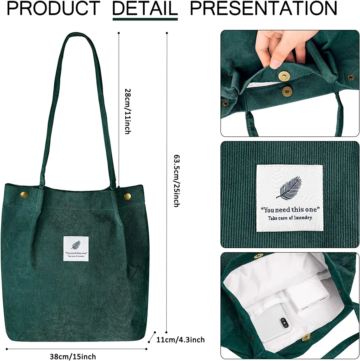 Bolsa Tote De Pana Grande Para Mujer Chica Dama Bolso De Hombro De Lona Bolso Y Carteras Con Bolsillo Interior