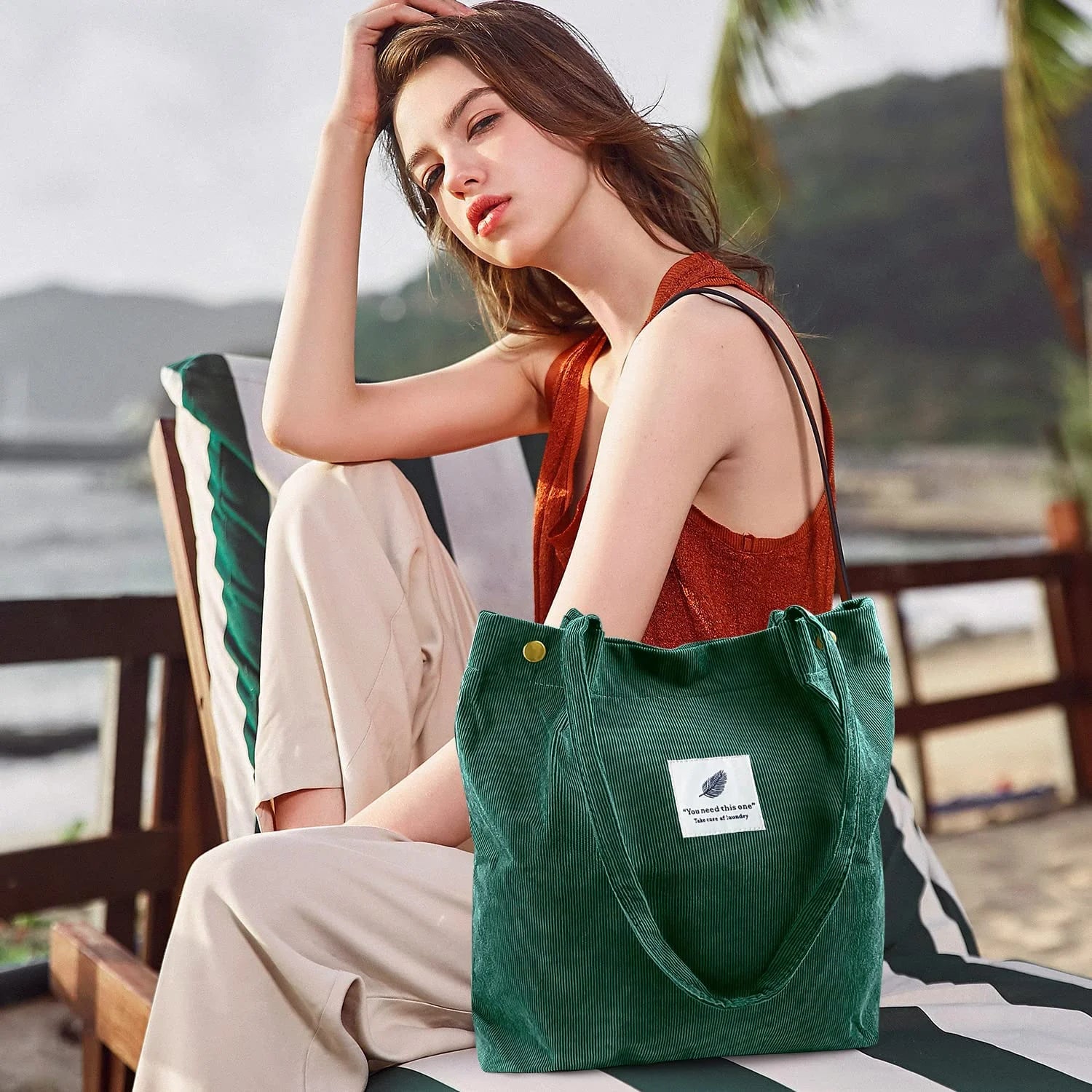 Bolsa Tote De Pana Grande Para Mujer Chica Dama Bolso De Hombro De Lona Bolso Y Carteras Con Bolsillo Interior